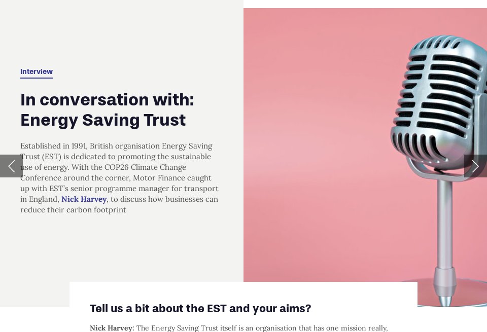 In conversation with Energy Saving Trust Motor Finance Issue 25